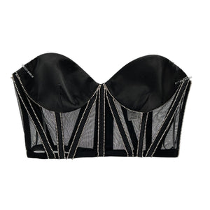 Retrofête Embellished Black Lex Bustier Top Size M