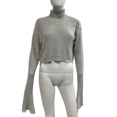 Retrofête Distressed Silver Fae Turtleneck Sweater Size S