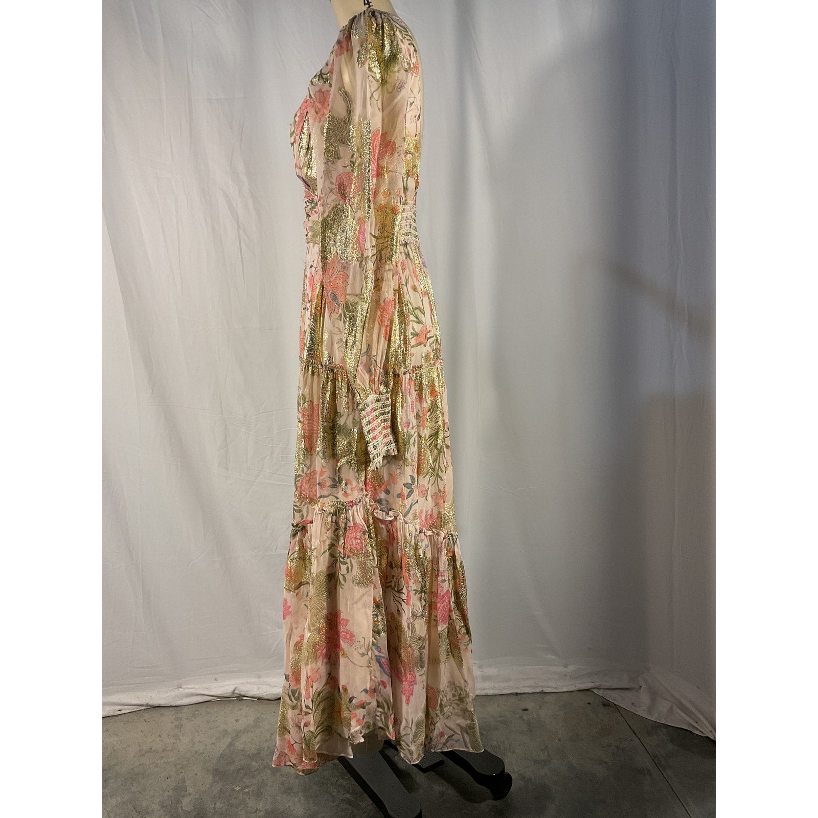 Hemant And Nandita 'Pria' Pink Long Sleeve Maxi Dress Size M