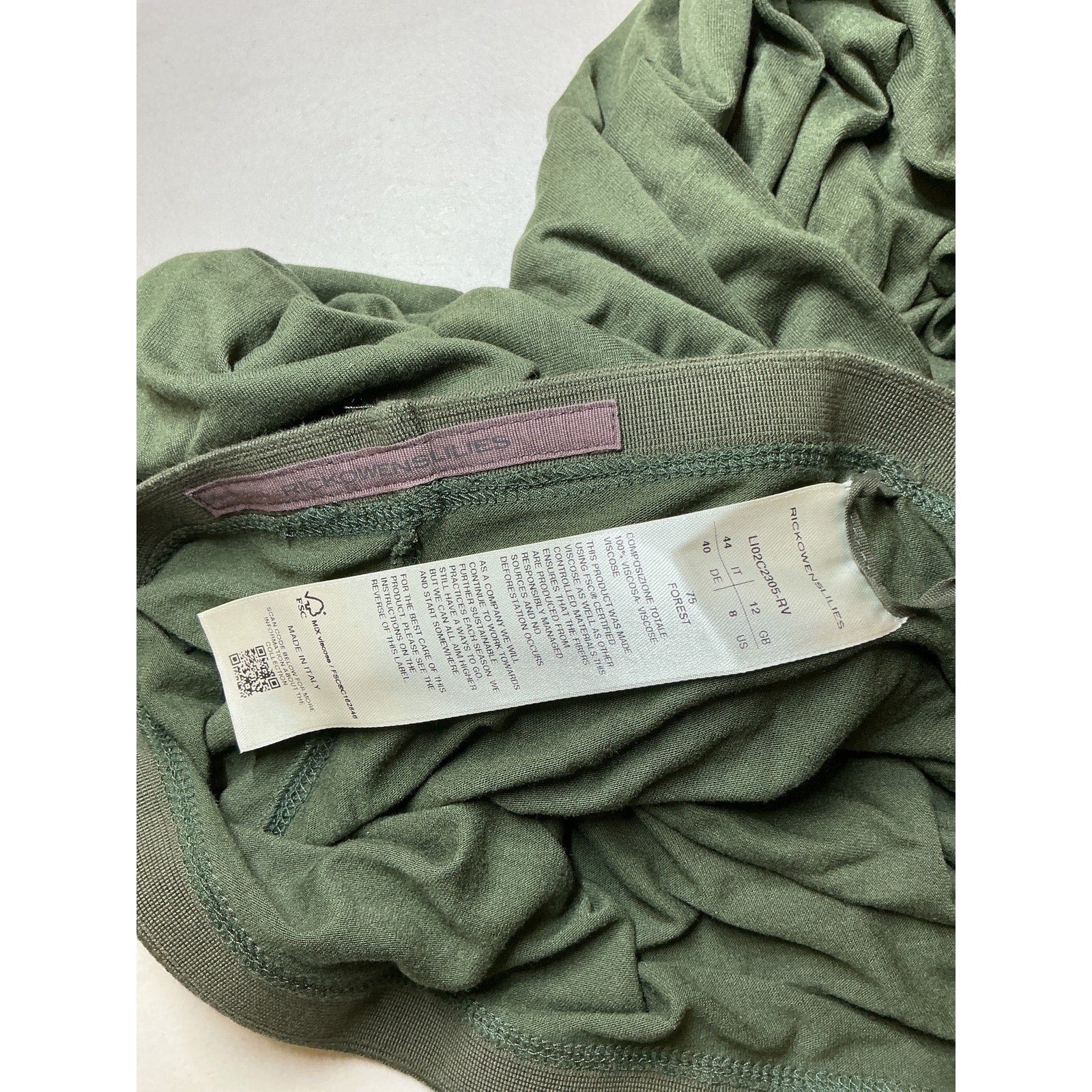 Rick Owens Lilies Green Slip Maxi Skirt Size 30