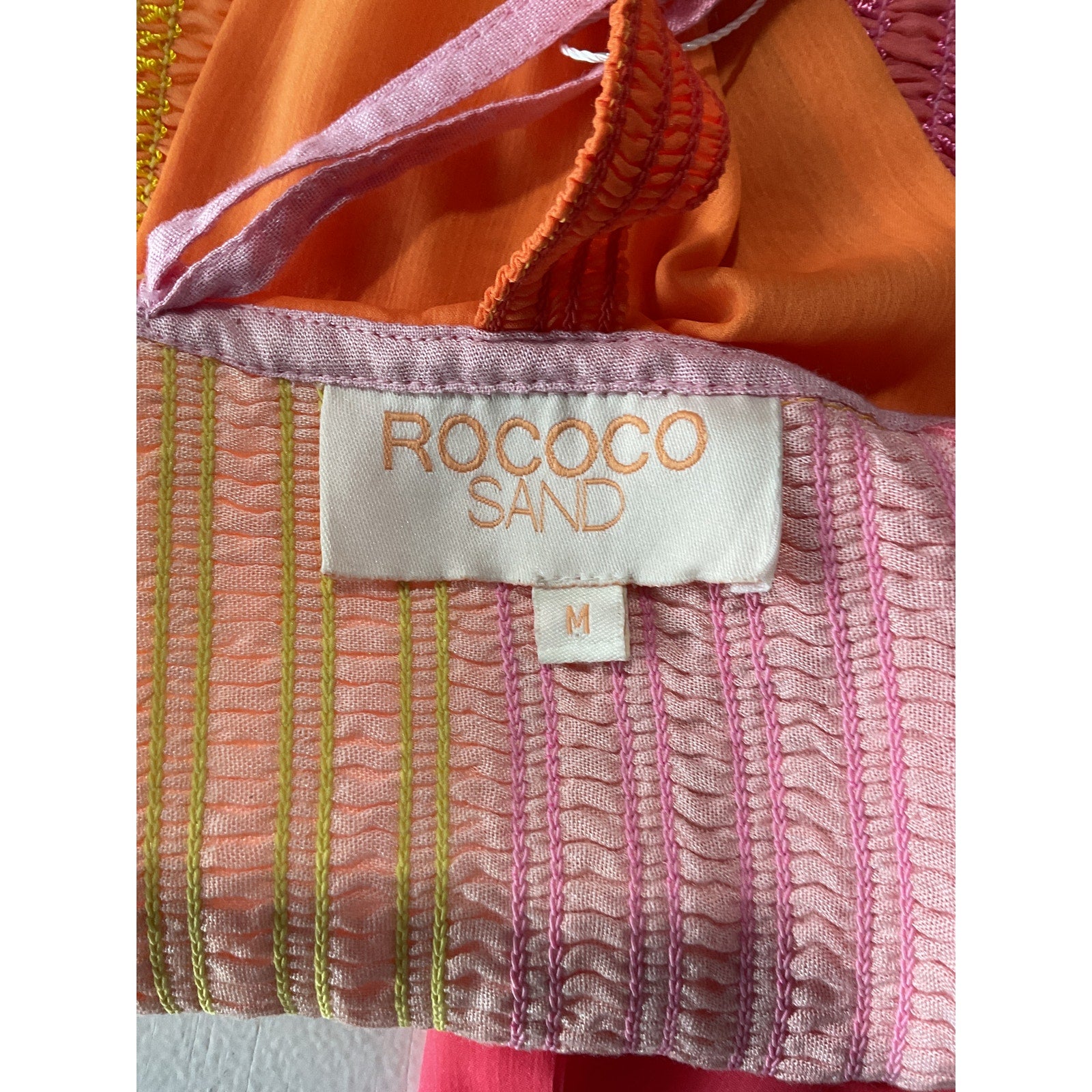 Rococo Sand Smocked 'Ombr�' Pink Viscose Georgette Crop Top Size M