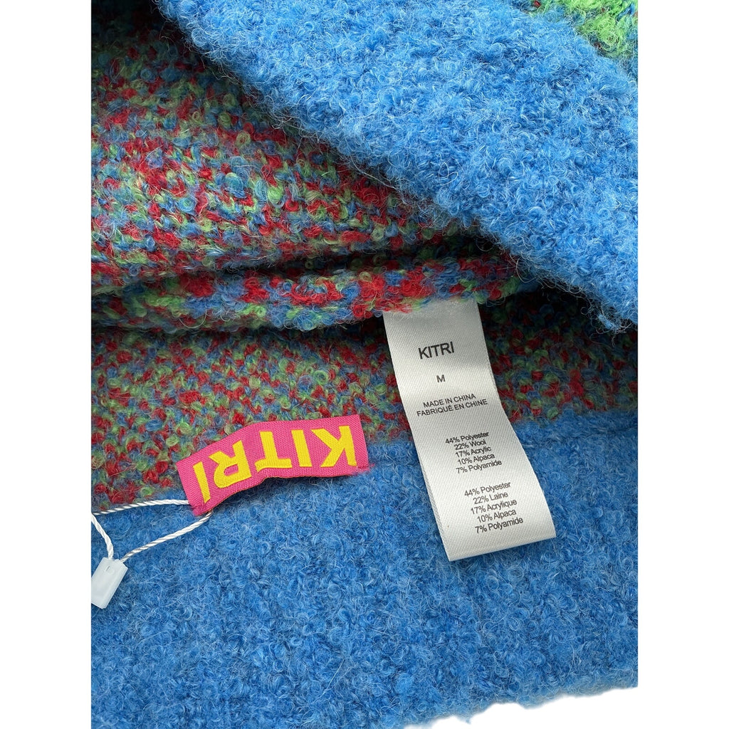 Kitri 'Susan' Blue Polyester Check Boucle Knit Mini Skirt Size M