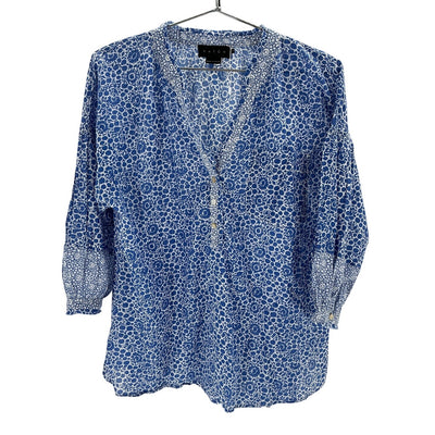 Hatch Floral Blue Olivia Blouse Size 0