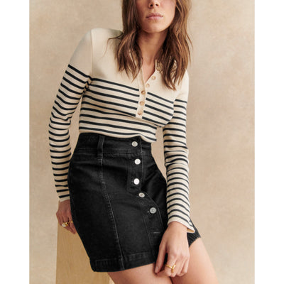 Sézane 'Savine' Black Denim Skirt Size 38