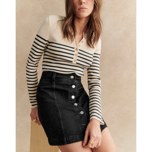 Sézane 'Savine' Black Denim Skirt Size 38