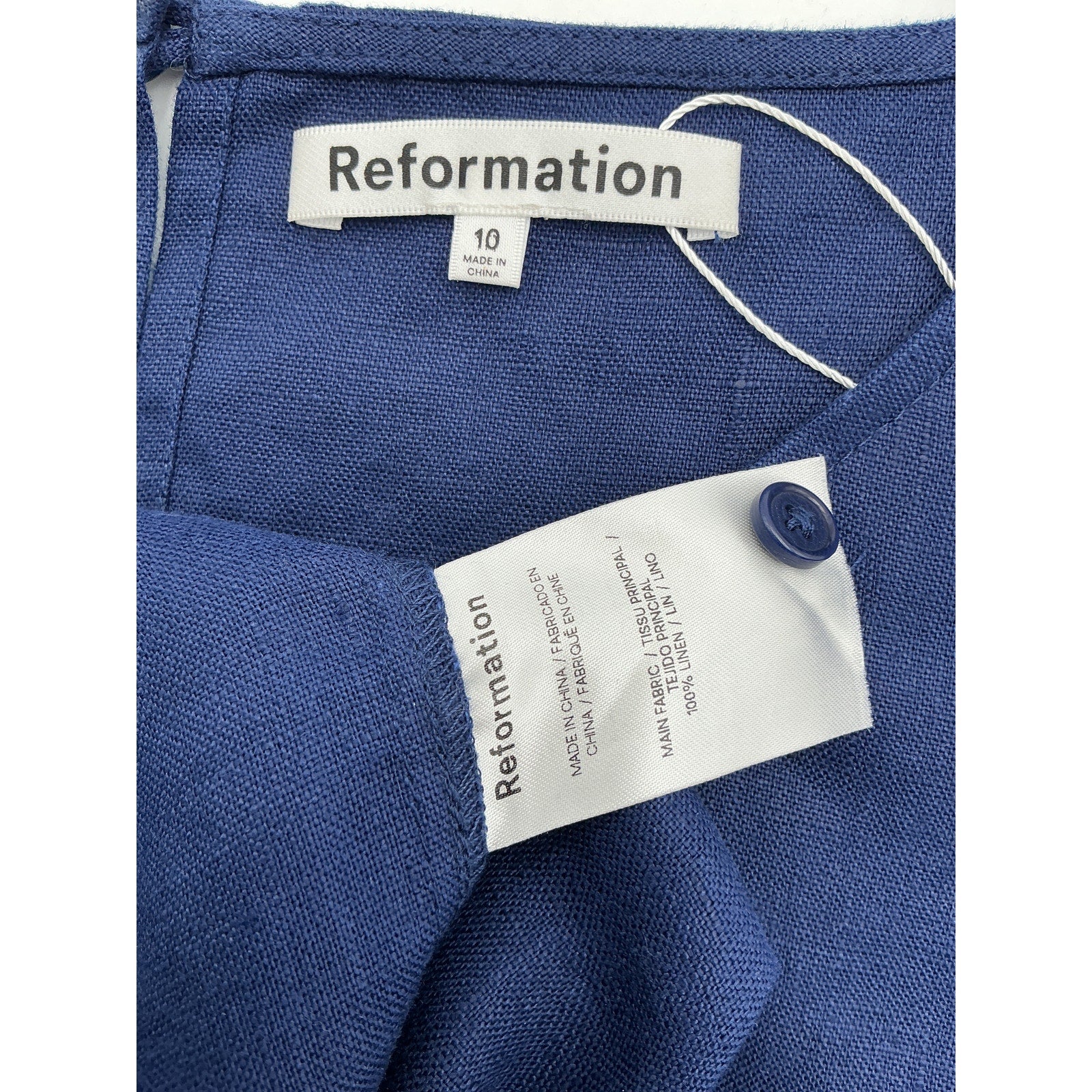 Reformation 'Jessi' Blue Linen Dress Size 10