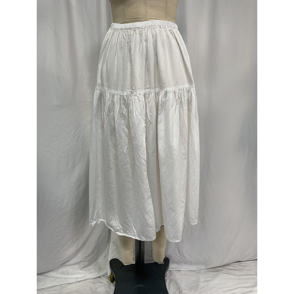 Enza Costa 'Tiered' White Cotton Maxi Skirt Size 0 / XS