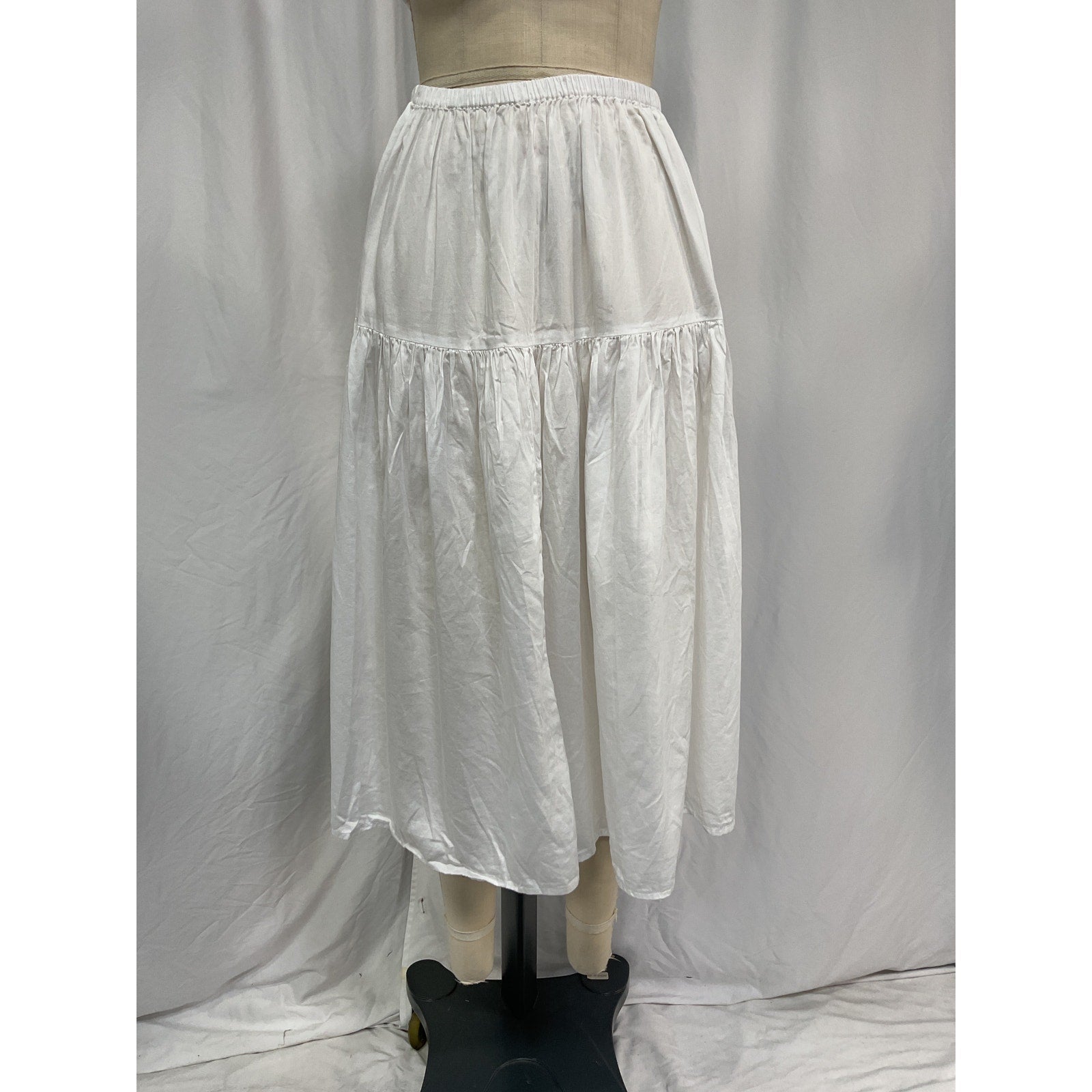 Enza Costa 'Tiered' White Cotton Maxi Skirt Size 0 / XS