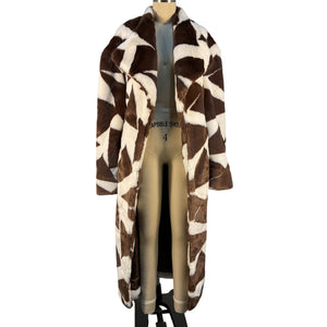 Ronny Kobo Plush Brown Ilia Faux Fur Coat Size S NWT