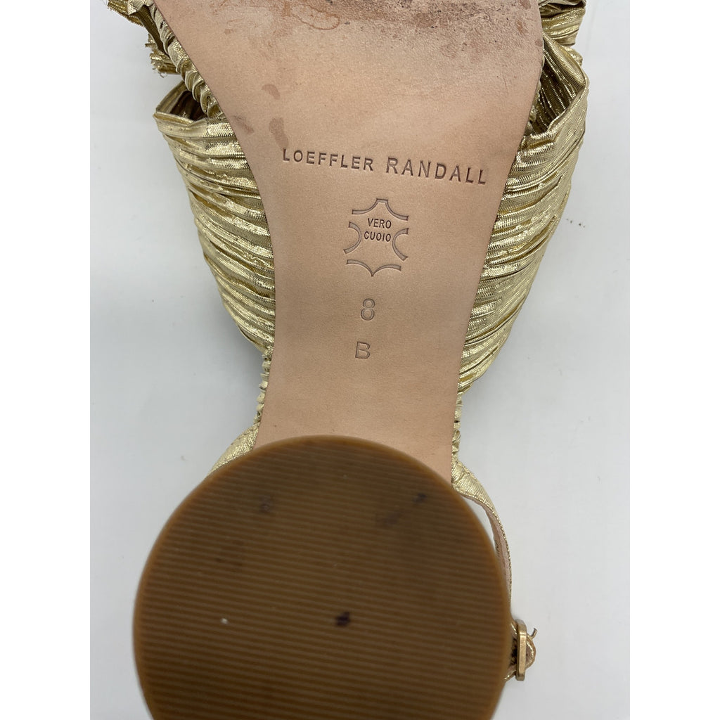 Loeffler Randall 'Camellia' Gold Leather  Knotted Lam� Sandals Size 9