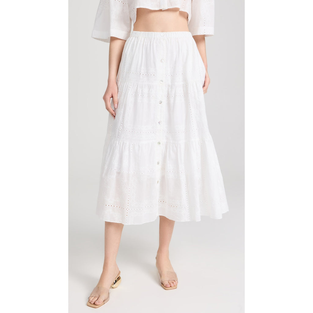 Charina Sarte 'Maria' White Cotton Midi Skirt Size L