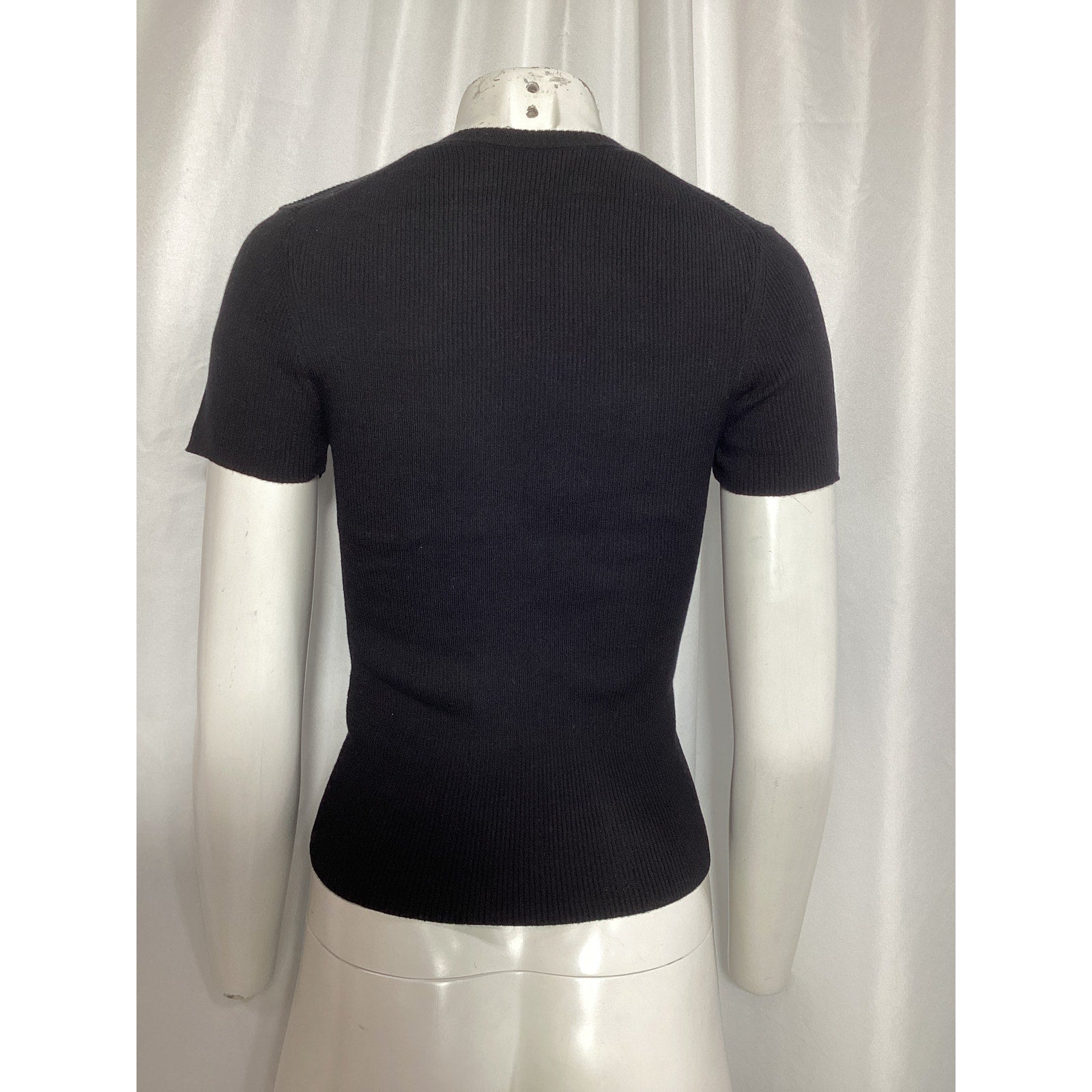 Nili Lotan 'Italia' Black Cotton Ribbed Sweater Size S