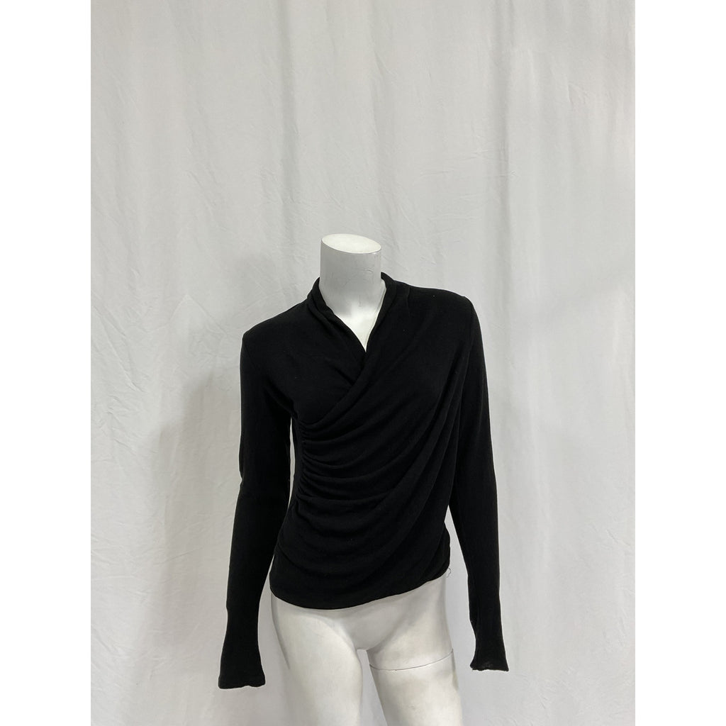 Vince Fixed Wrap Black Lyocell Top Size M