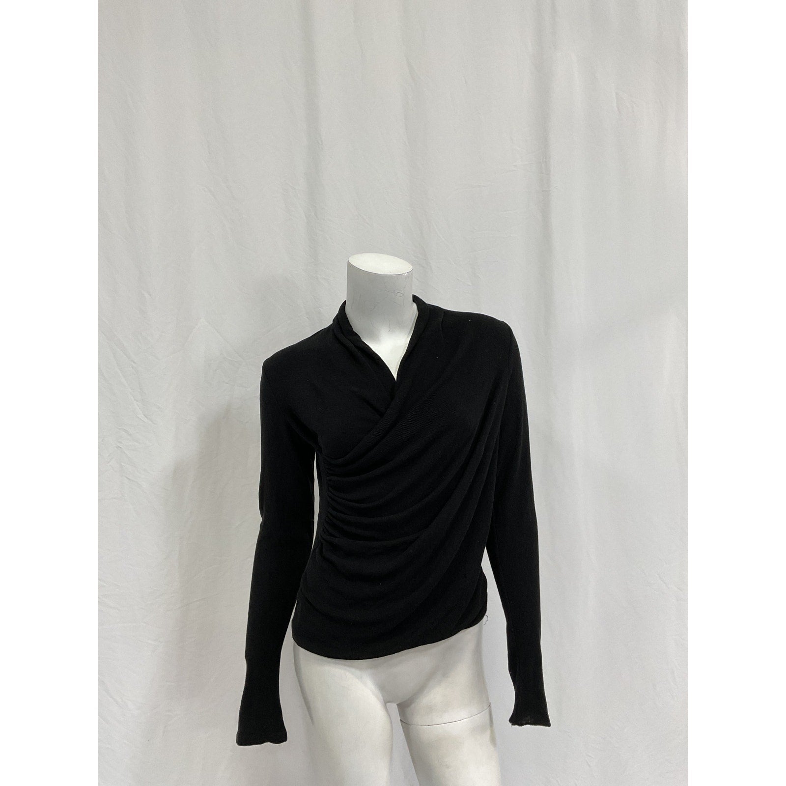 Vince Fixed Wrap Black Lyocell Top Size M