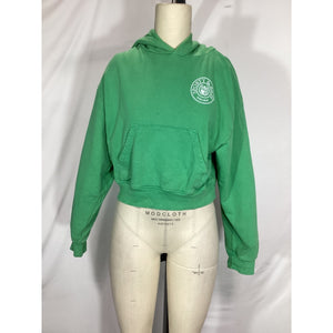 Sporty & Rich 'Connecticut' Green Crest Cropped LS Hoodie Size S