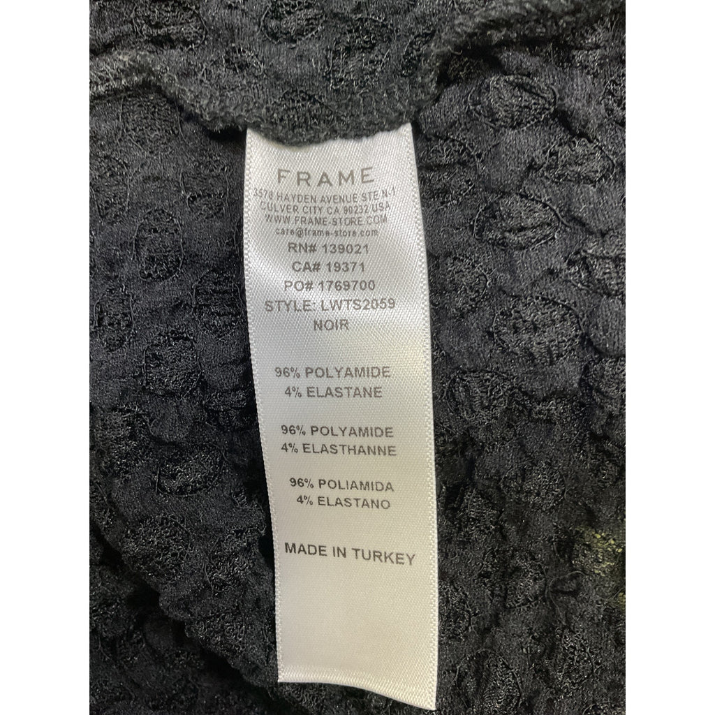 Frame Mesh Lace Black Polyamide Turtleneck Top Size S