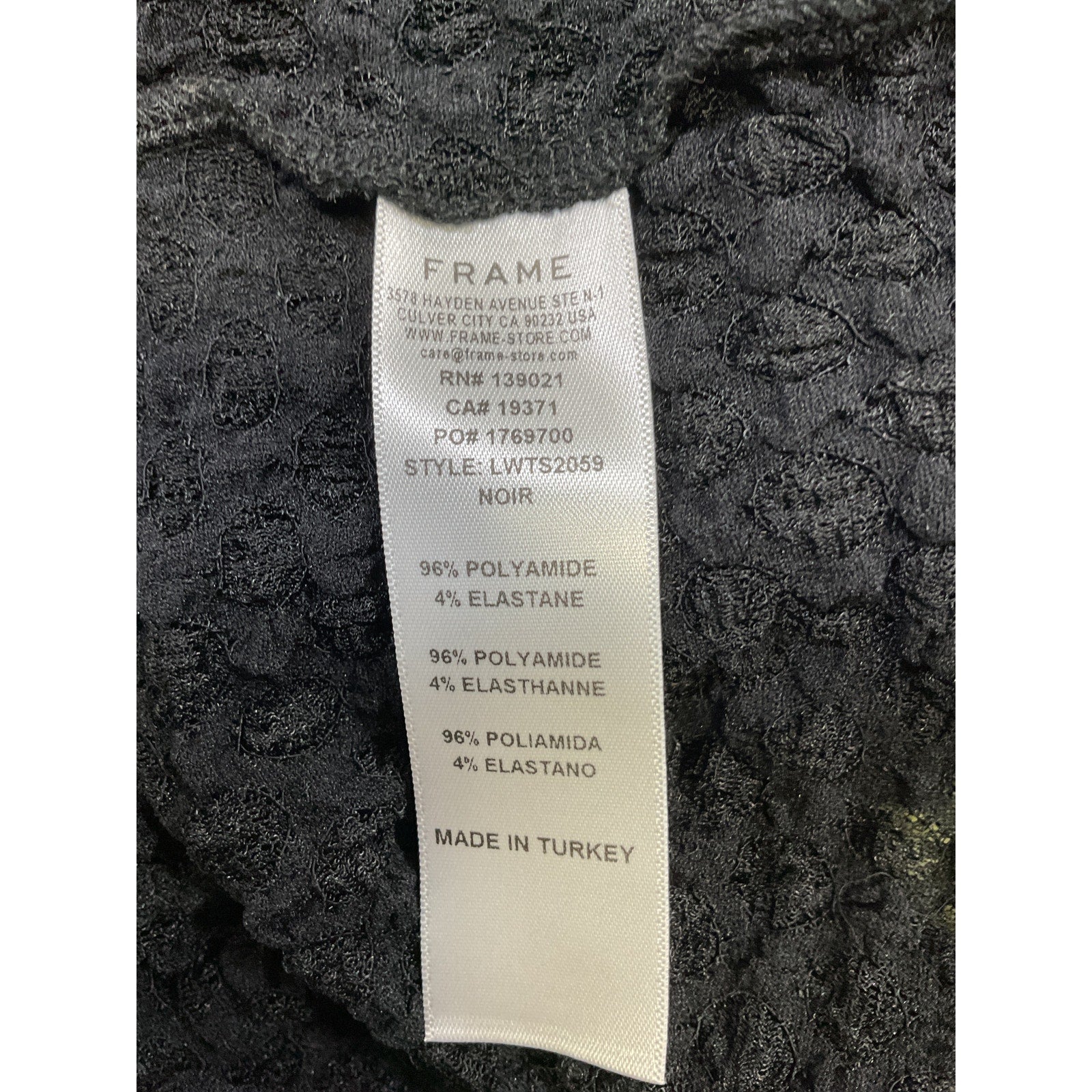 Frame Mesh Lace Black Polyamide Turtleneck Top Size S