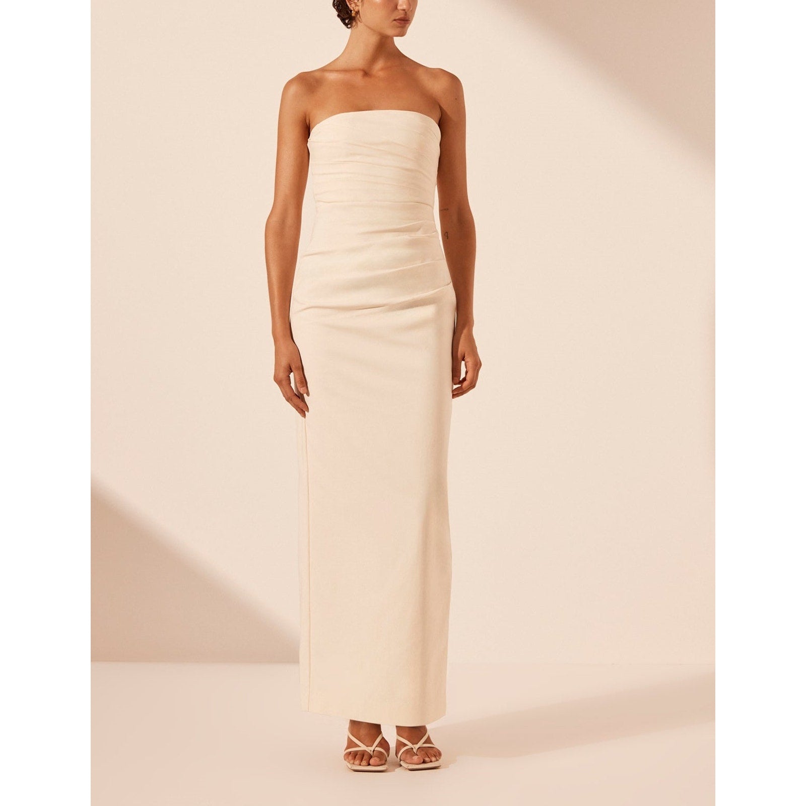 Shona Joy 'Lani' Tan Strapless Draped Maxi Dress Size 0