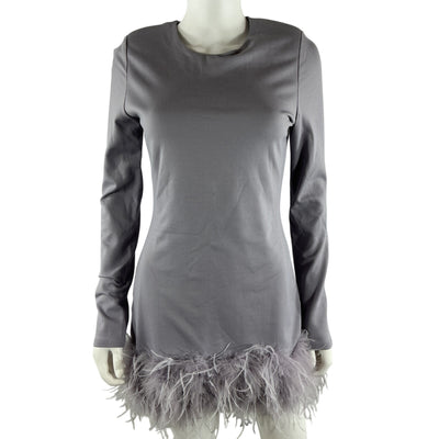 Neiman Marcus Feather Trimmed Lavender Bahira Mini Dress Size S NWT