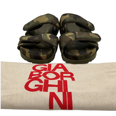 Gia Borghini Leather Green Camo Platform Sandals Size 38 EU / 8 US