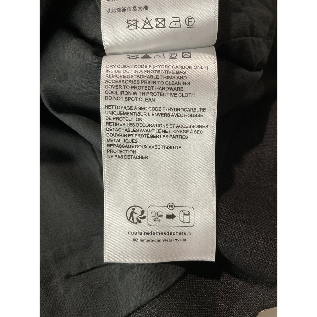 Zimmermann Crush Black Linen Crystal-Embellished Scalloped Crop Top Size 0