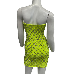 Retrofête Embellished Neon Yellow Felicity Mini Dress Size XS