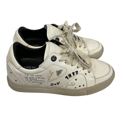 Zadig & Voltaire 'Board Crush Serigraphy' White Lace Up Sneakers Size 7
