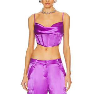 Retrofête 'Celia' Purple Acetate Top Size M