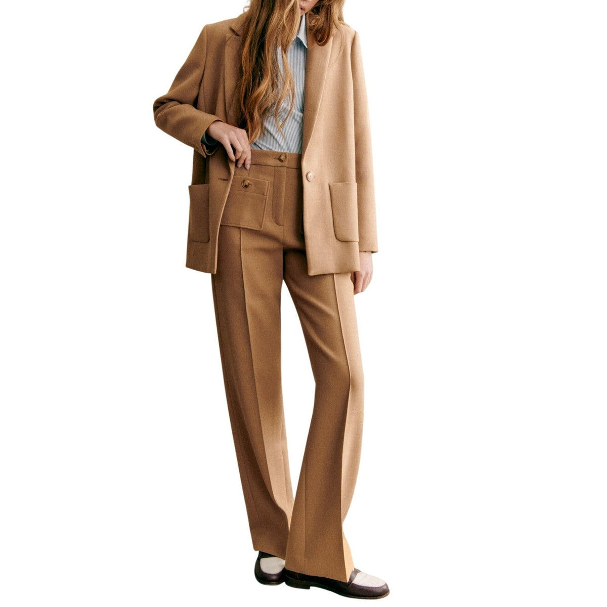 Sézane Tailored Tan Romane Blazer Size 34