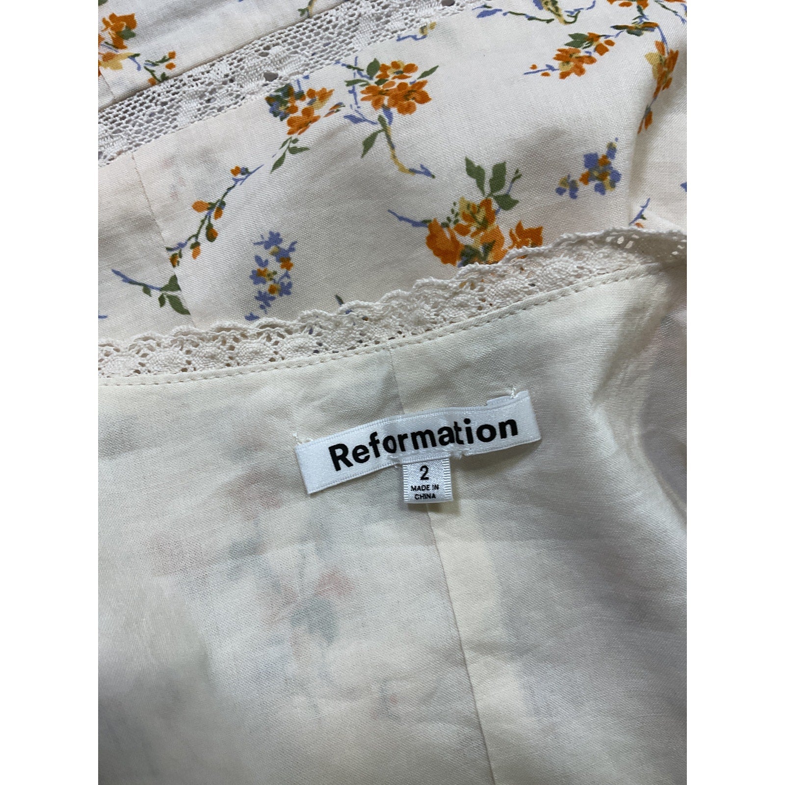 Reformation 'Meadowlark' White Top Size 2