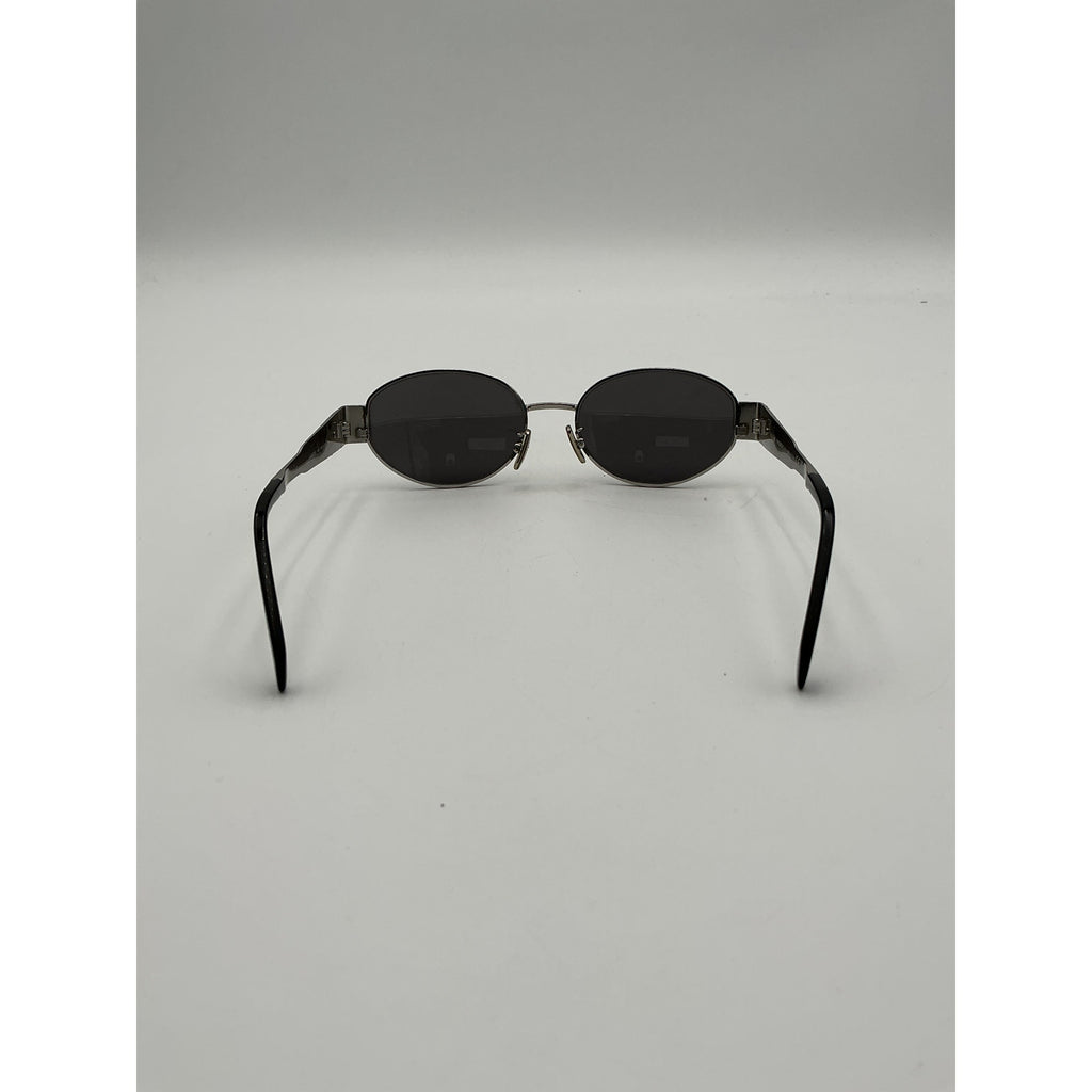 Celine 'Triomphe' Silver Metal 54mm Oval Sunglasses Size OS