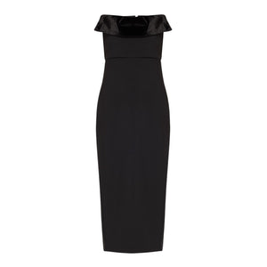 Roland Mouret Elegant Black Strapless Crepe Midi Dress Size 8 UK / 4 US