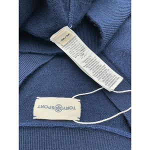 Tory Burch Merino Blue Chevron Sweater Size M