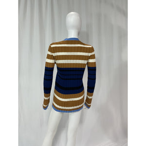 Marni 'Striped' Brown Ribbed Wool Cardigan Size S