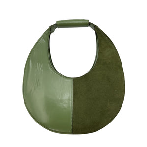 Staud Two Tone Green Moon Split Tote Bag