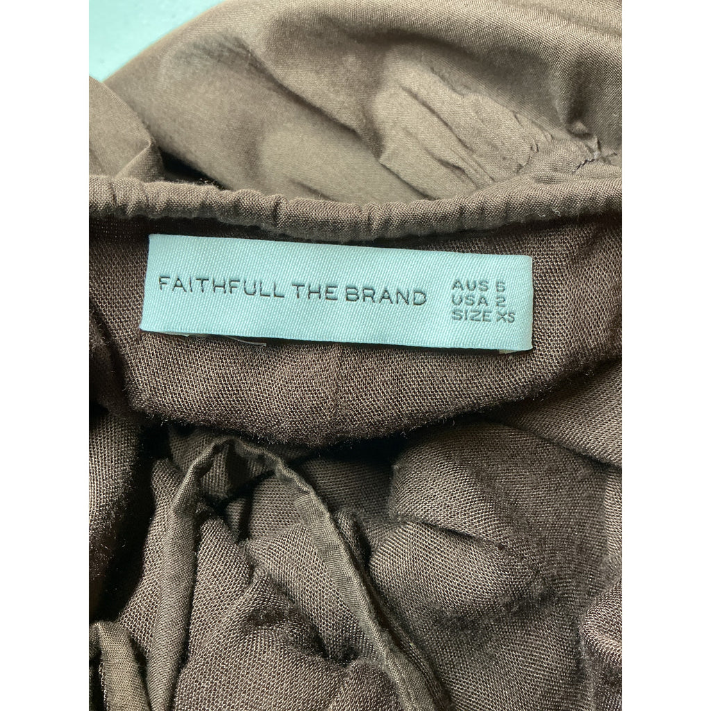 Faithfull The Brand 'Henri' Brown Polyester Maxi Dress Size XS