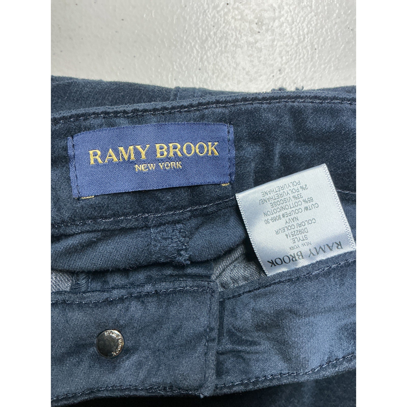 Ramy Brook 'Helena' Navy High-Rise Velvet Skinny Denim Jean Size 24