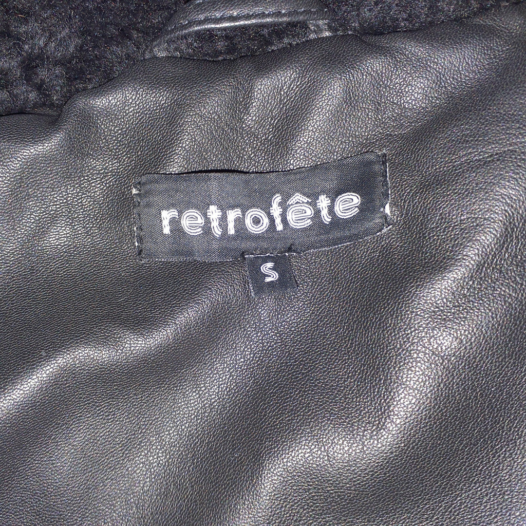 Retrofete 'Stevie' Black Leather Jacket Size S