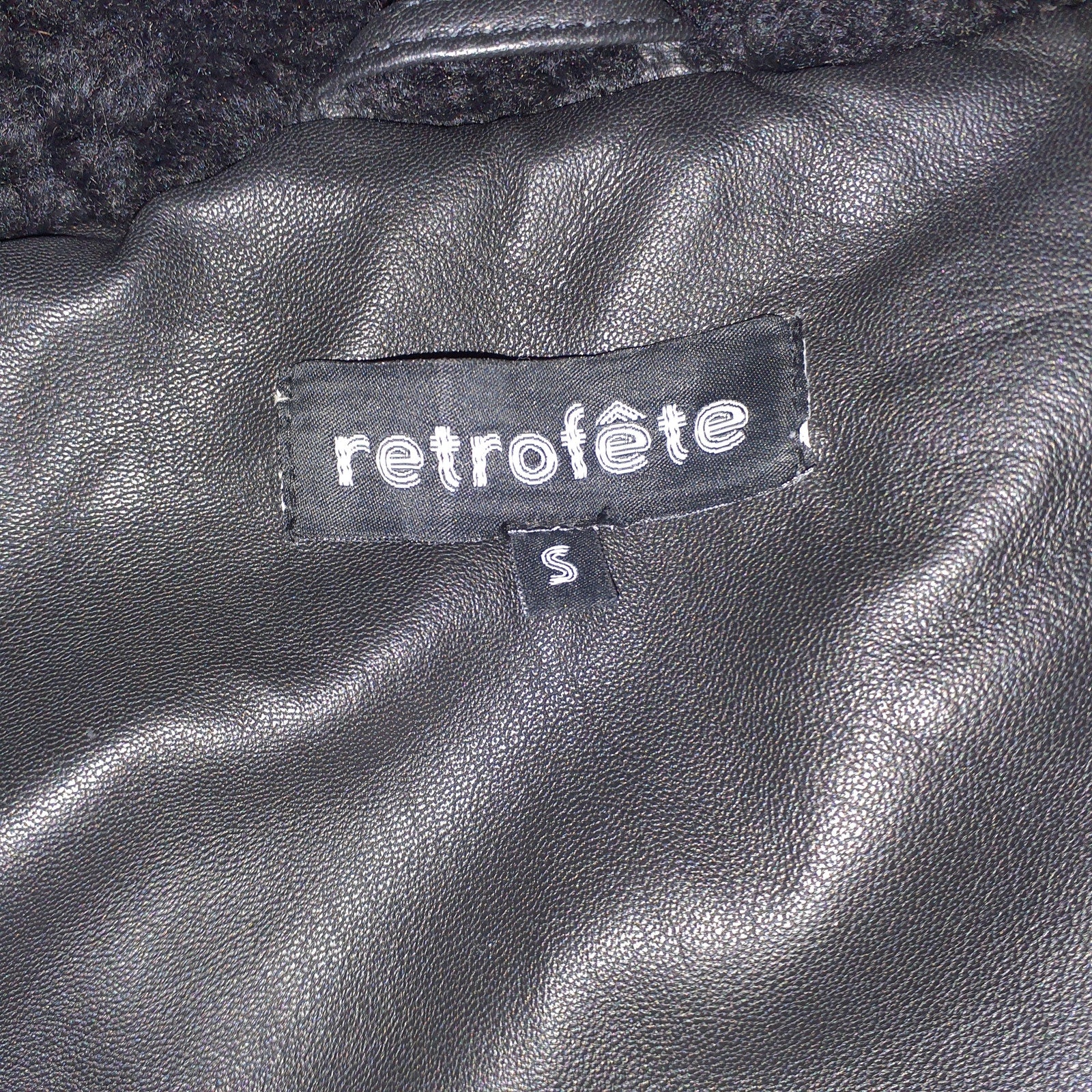 Retrofete 'Stevie' Black Leather Jacket Size S