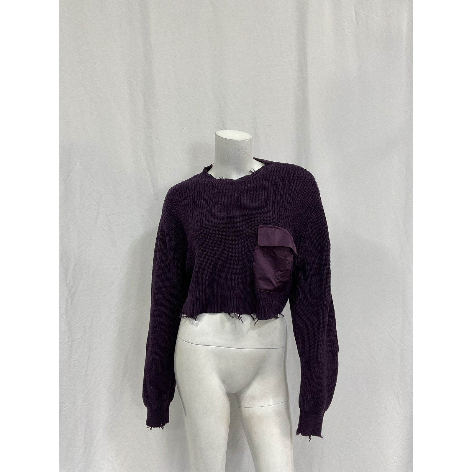 Ser.O.Ya Mid Cropped Purple Cotton Devin Sweater Size S