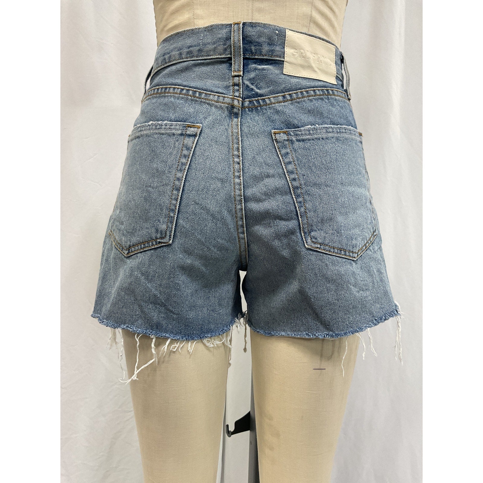 Grlfrnd 'Jules' Blue Denim Super High Rise  Vintage Short Size 25