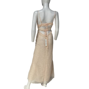 For Love & Lemons Sequin Beige Kate Maxi Dress Size M NWT