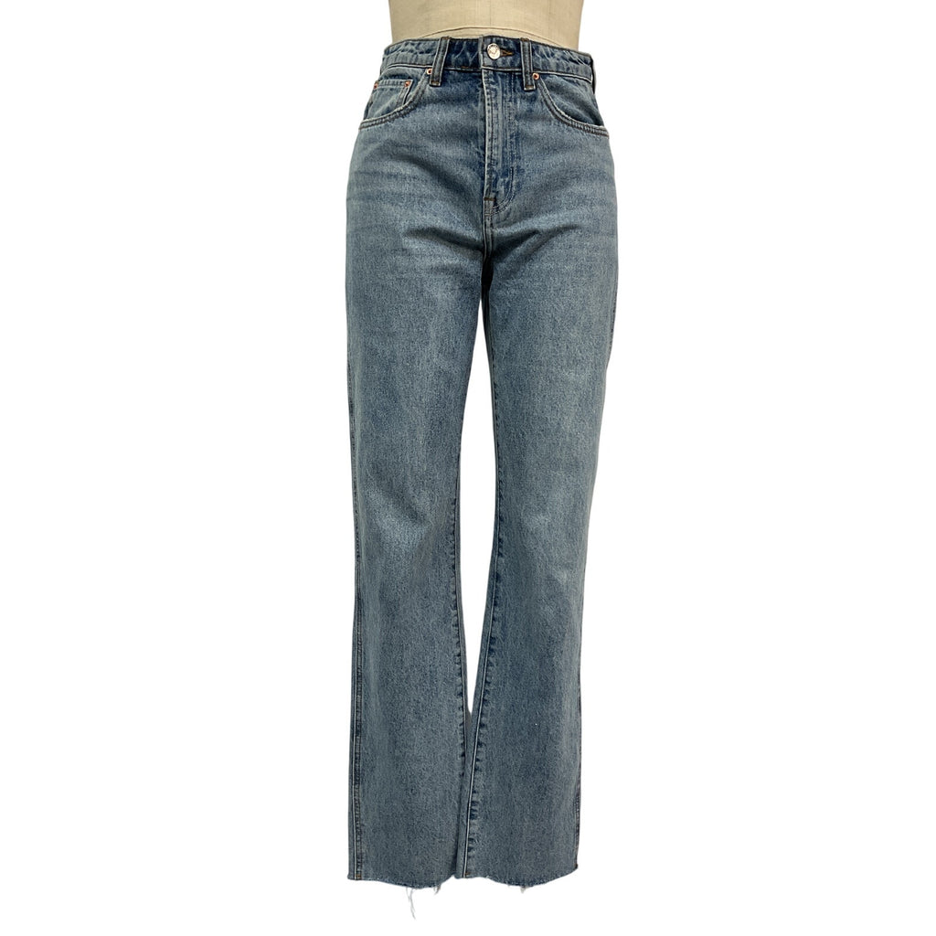 Grlfrnd 'Sara' Blue Cotton Super High Rise Straight Jean Size 26