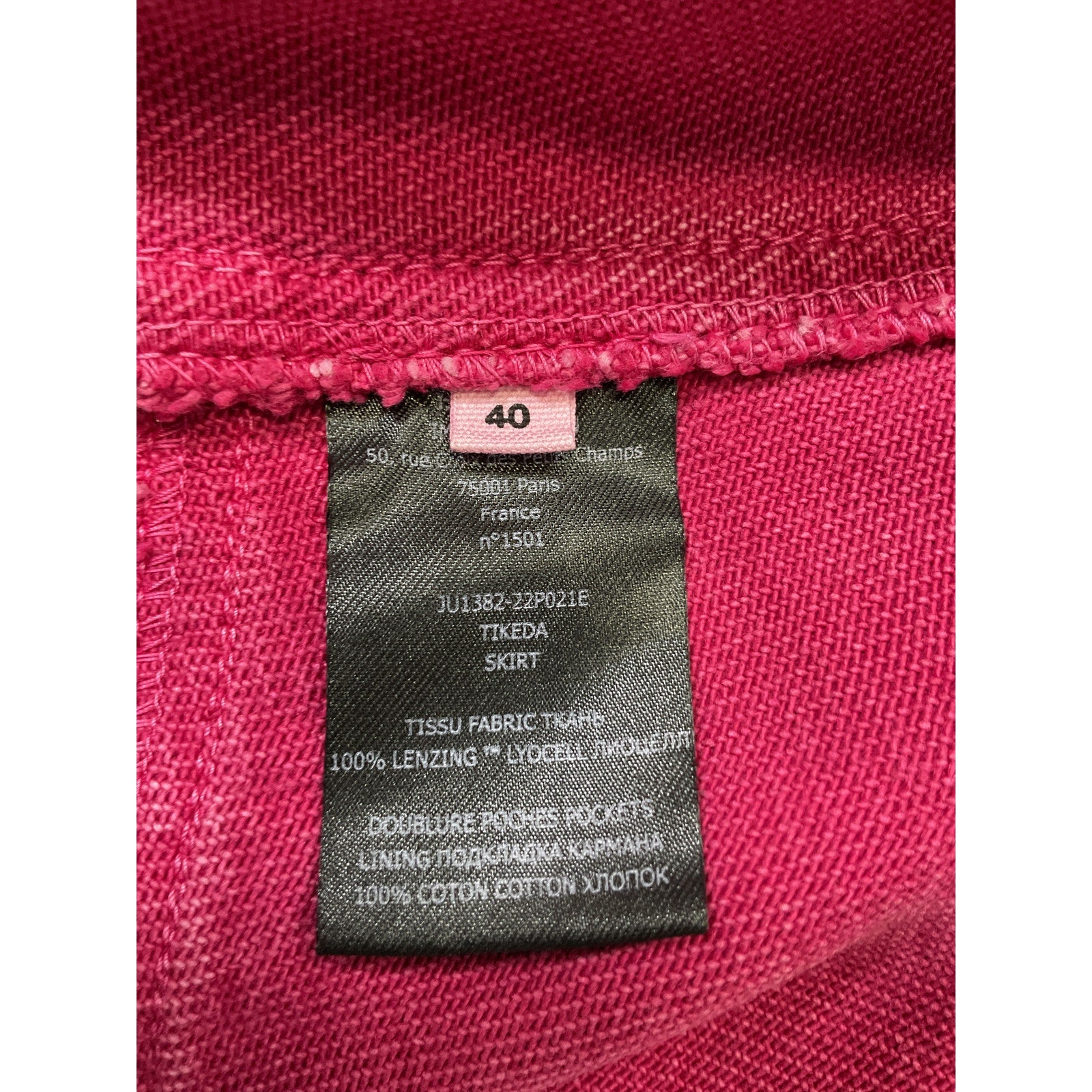 Isabel Marant �toile 'Tikeda' Pink Lenzing Ecovero Viscose Button Front Denim Skirt Size 40