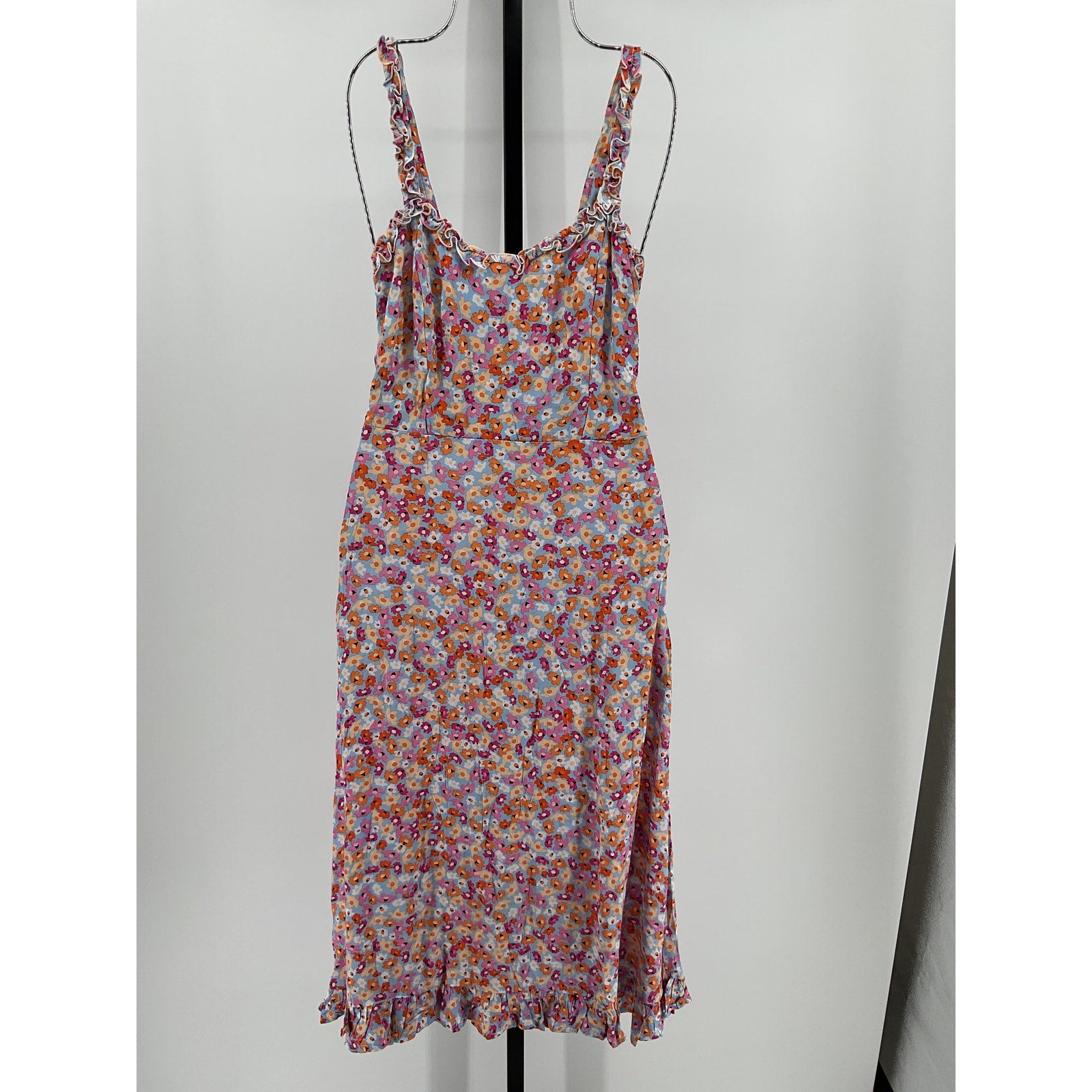 Faithfull The Brand Noemie Pink Rayon Midi Dress Size S