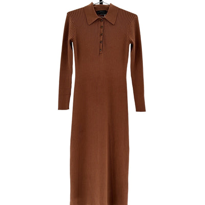 Hatch Ribbed Brown Averie Polo Sweater Size 1 Dress
