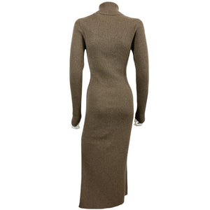 Reformation Ribbed Brown Robin Sweater Dress Size M