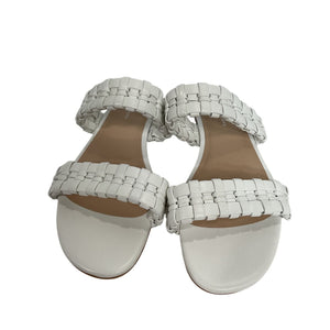 Stuart Weitzman Woven White Venice Slides Size 8