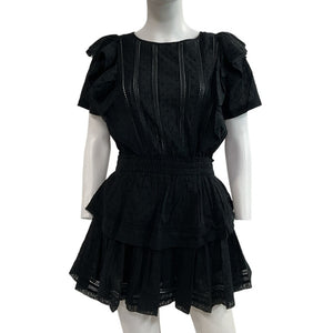Loveshackfancy Ruffled Black Natasha Dress Size L