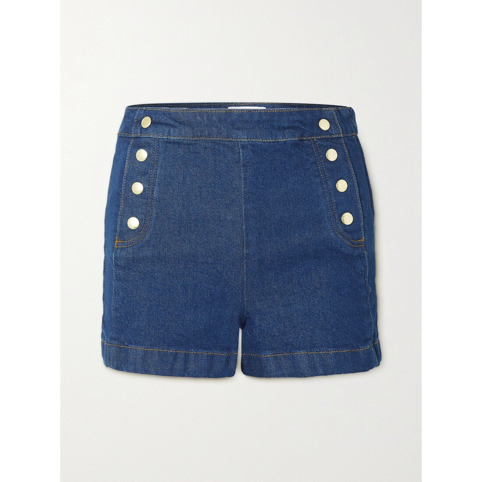 Frame Sailor 'Button-Embellished' Blue Cotton Denim Shorts Size 23